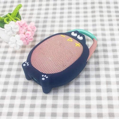 Soft Silicone Case for JBL CLIP5 Bluetooth Speaker Protective Cover Anti-Slip and Anti-Fall Fun Design with Paw Prints & Eyes Solid-Color Protector Sleeve (Blue) - color: Blue