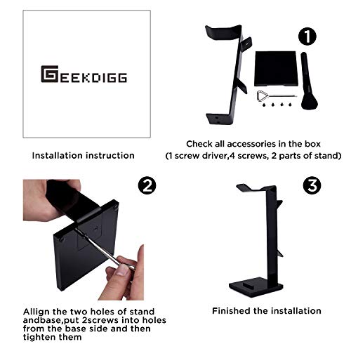 Headphone Stand Gaming Headset Holder For Desk Cable Organizer & Cellphone Stand for All Headphones Size headphone Holder Set Gaming PC Accessories Gaming Station – Black