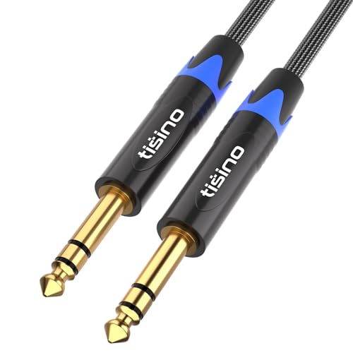 Tisino 1/4 inch TRS Cable, Quarter inch 1/4 TRS to TRS Balanced Stereo Audio Cable Male to Male Pro Interconnect Cable, Nylon Braid - 6 FT | Balanced TRS Cable 1/4" Stereo Balanced Cable for Guitar/Mixers/Amplifiers, Heavy Duty OFC Nylon-Braid Gold-plated