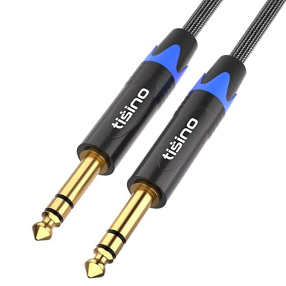 Tisino 1/4 inch TRS Cable, Quarter inch 1/4 TRS to TRS Balanced Stereo Audio Cable Male to Male Pro Interconnect Cable, Nylon Braid - 6 FT | Balanced TRS Cable 1/4" Stereo Balanced Cable for Guitar/Mixers/Amplifiers, Heavy Duty OFC Nylon-Braid Gold-plated
