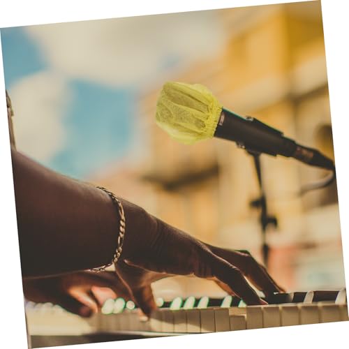 200pcs Protective Microphone Covers Disposable Mic Windscreen Non-woven Breathable Covers for Shield - color: Yellow