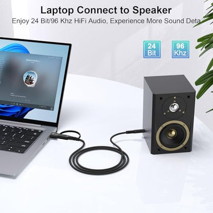 USB to 3.5mm Audio Aux Cable,2 in 1 3FT USB C & USB A to 3.5mm Male Audio - color: Black