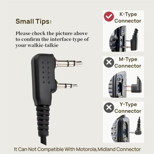 G-Type Walkie Talkie Earpiece with Earhook and MIC, 2-Pin Headset, Pack of 1 - size: Pack 1