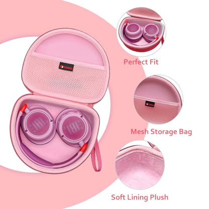 XANAD Hard Case for JBL Junior JR 470NC/460NC/320 Kids Headphones, Pink | for iClever BTH12 HS19 BTH20 BTH22 BTH26/Candy Bila/Acer/JBL/MIDOLA/JoySpark/JLab/ADOOPE/Spiderman/EarFun/ Etc Kids Headphone - color: Pink
