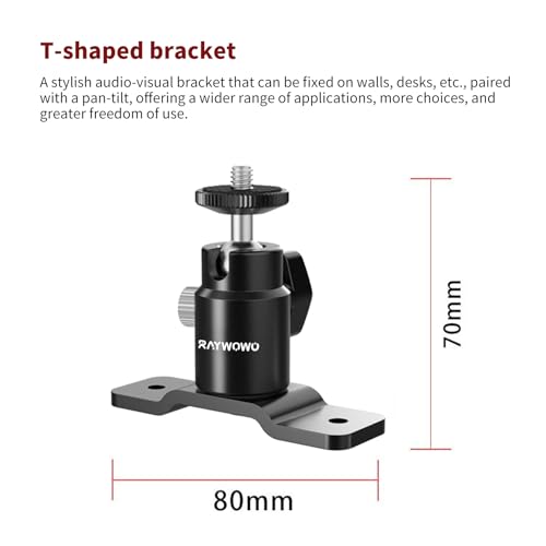 T-Shape Camera Wall Mount with 1/4" Screw and 5/8" Stud | Adjustable metal bracket for wall or ceiling use with cameras, monitors, speakers, CCTV, lights and VR base stations. - style: T Shape Wall Mount