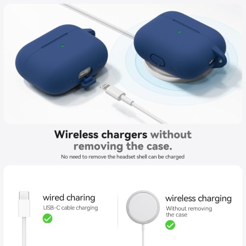 Ljusmicker for AirPods Pro 3 Case 2025 with Cleaner Kit,Midnight Blue | Soft Silicone Protective Cover for Apple AirPod Pro 3rd Generation Case with Keychain for Women Men,Shockproof - color: B-Midnight Blue