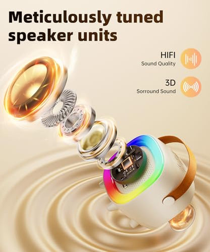 Kids Karaoke Machine Ages 3-12, Mini Wireless Microphones Bluetooth Speaker | LED Party Lights, Voice Changer, Duets, BT 5.3, Rechargeable Portable, Birthday Christmas Toys & Gifts for Boys & Girls - color: Off-White - 1 Mic