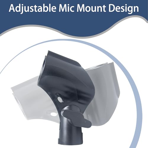 2-Pack Adjustable Microphone Clip Holder with 5/8" to 3/8" Adapter | universal mic stand fit, dynamic condenser compatible, mount clamp replacement, screw-on secure hold, studio and stage use