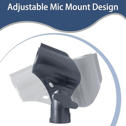 2-Pack Adjustable Microphone Clip Holder with 5/8" to 3/8" Adapter | universal mic stand fit, dynamic condenser compatible, mount clamp replacement, screw-on secure hold, studio and stage use