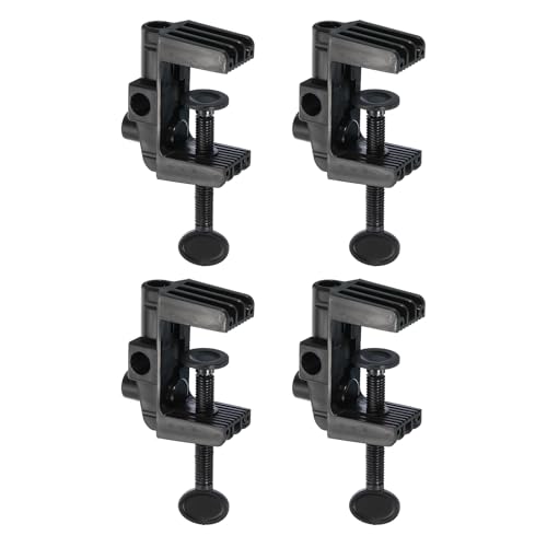 Generic 0.51" Hole Dia. Desk Clamp, 4 Pcs Plastic Adjustable Universal C-Clamp Base for Microphone Mic Arm Table Lamp Gooseneck Mount Holder, Black