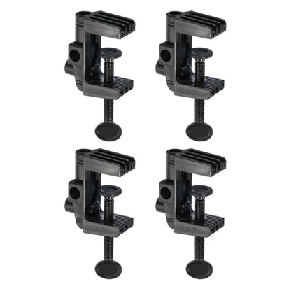 Generic 0.51" Hole Dia. Desk Clamp, 4 Pcs Plastic Adjustable Universal C-Clamp Base for Microphone Mic Arm Table Lamp Gooseneck Mount Holder, Black