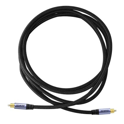 BENFEI Optical Audio Cable 6.6ft / 2M Toslink S/PDIF Fiber Cord [Braided, Gold-Plated, CL3] for Soundbar, TV & Home Theater