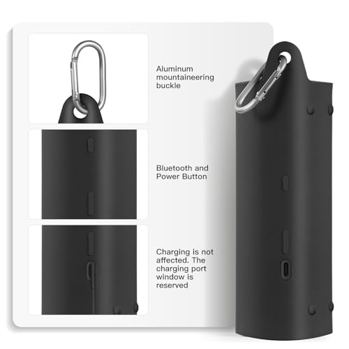 Protective Cover Carrying Silicone Case for Sonos Roam 2 / Sonos Roam, Speaker Pouch Sleeve Protector Cover Travelling Case for Wireless Bluetooth Speaker (Black)