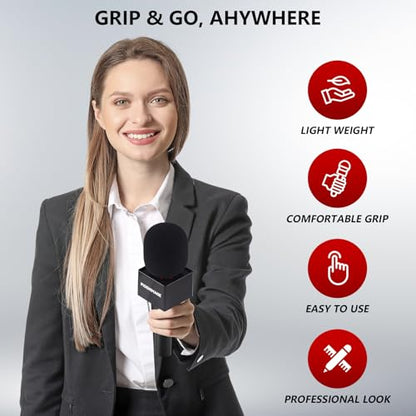 Handheld Adaptor for Interview Mic, Wireless Microphone Handle, Mic Stand Adapter Mount with Foam Cover, Compatible with DJI, Rode and All Lav Microphone