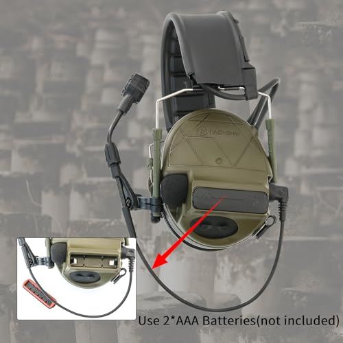 Tactical Headset Hearing Protection Sound Pickup Earmuff +U94 PTT+Detachable 7.0mm Cable for Airsoft Sports-HC5PRO(Green) - color: Green