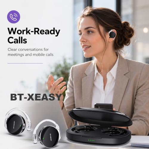 Micool On Ear Bluetooth Headphones, Open-Ear Headphones Wireless with 4-Mic ENC for Crystal Clear Calls, 52H Total Battery, Dual Device, Sport Clip On Headset for Running & Travel (Pure Black) - color: Pure Black