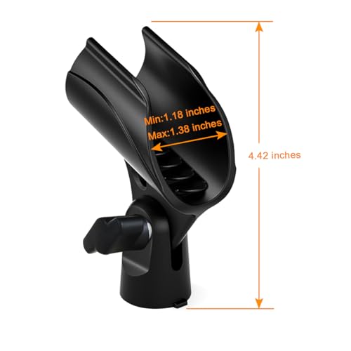 2 Pcs Universal Microphone Clip, Adjustable Mic Clip Holder for Mic Stand, Come with 5/8" Male to 3/8" Female Screw Adapter - size: 2_Pack