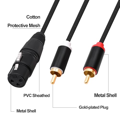 XLR to 2 RCA Splitter Cable Patch Audio Connector 2M - style: Female