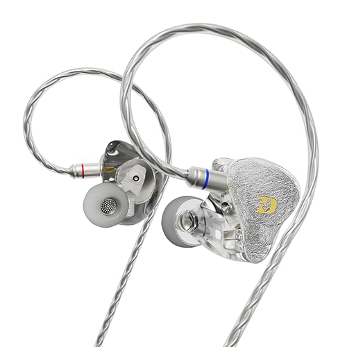 ND 001 4BA+1DD in Ear Monitor, HiFi IEM Earphones, Deep Bass Wired Earphones with Tangle-Free Detachable Cable - color: Silver, size: Without Mic