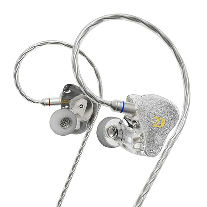 ND 001 4BA+1DD in Ear Monitor, HiFi IEM Earphones, Deep Bass Wired Earphones with Tangle-Free Detachable Cable - color: Silver, size: Without Mic