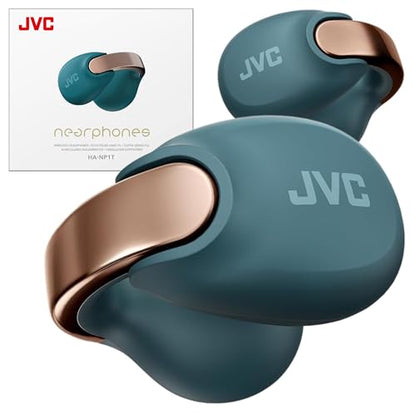 JVC Nearphones HANP1TA Open Ear True Wireless Headphones, Teal Blue | Bluetooth 5.3, 24H Playback, IPX4 Water Resistant, Built-in Mic, Ear Clip Design - color: Teal Blue
