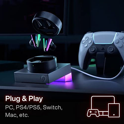 Angry miao CYBERBLADE Wireless Gaming Earbuds, Active Noise Cancelling Bluetooth Earbuds with Microphone, 36ms Low Latency Earphone for PC, PS4, PS5, Switch, iPhone, Android (Base Edition)