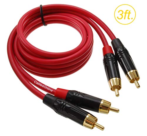CablesOnline, 3ft. Two-RCA Male to Two-RCA Male Gold-Plated Ultra-Flexible Red Premium Audio Cable, AV-403QR - size: 3ft.