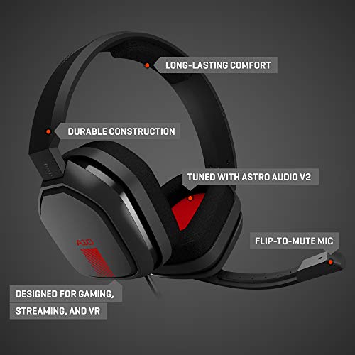 Xbox One/닌텐도 스위치 / PS4 / PC 및 Mac 용 ASTRO 게이밍 A10 헤드셋 - 로지텍의 유선 3.5mm 및 붐 마이크 - 대량 포장 - 레드/블랙