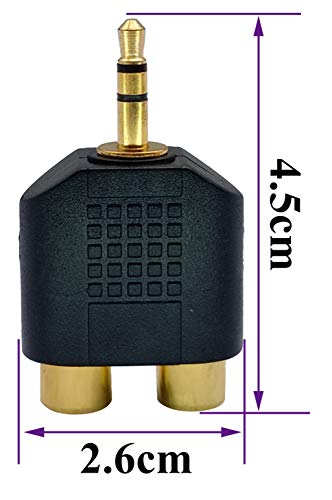 3.5mm to RCA Splitter Adapter Gold Plated 3 Poles 3.5mm (1/8 inch) Stereo Audio Male to 2 RCA Female AUX Audio Y Splitter Adapter Converter (5Pack)