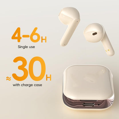 Wireless Earbuds，Mini Headphones，Bluetooth 6.0， ENC Noise Cancelling Ear Buds，30H Battery life with Wireless Charging Case，Sports, running, fitness，Bass Stereo，for phone，Pad Tablet Laptop，Off white - color: Off white
