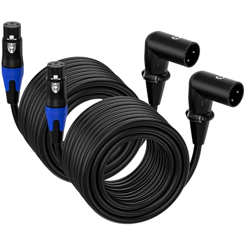 (20FT / 2 Pack) XLR Right-Angle Male to Straight Female Microphone Extension Cable, for Powered Speakers,Audio Interface or Mixer for Live Performance & Recording - style: XLR Right-Angle Male-20FT