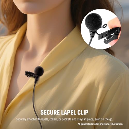 NEEWER LM8 ø4mm Mini Lavalier Microphone (2 Pack), Clip On Wired Condenser | Lapel Lav Mic Set, with 5ft/1.5m 3.5mm TRS Connector, Compatible with DJI Mic 2 Rode Wireless Go II CM28 CM31, and Camera