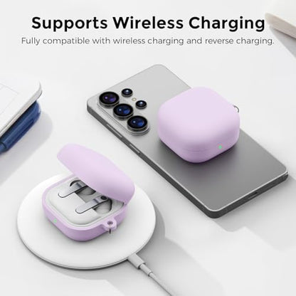AhaStyle Silicone Case for Samsung Galaxy Buds4 and Galaxy Buds4 Pro (2026) | Skin-Friendly Soft Touch, Full Protection, Shockproof, Wireless Charging, Galaxy Buds4 Series Accessories, for Men Women - color: Galaxy Buds4/Buds4 Pro, Lavender