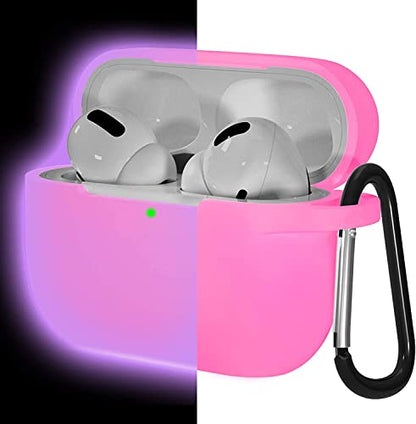 Lerobo for AirPod Pro Case, Silicone Cover with Keychain, Nightglow Purple | Glow-in-the-Dark, Scratch & Dust Resistant, Wireless Charging, Compatible with Apple AirPods Pro 2/1 Case Cover for Women Men - color: Nightglow Pink