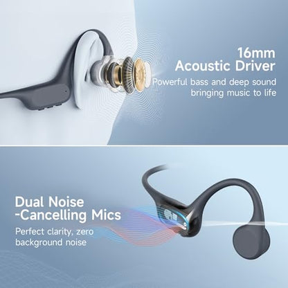 LOBKIN Bone Conduction Swimming Headphones IP68 Waterproof MP3 32G Memory | Bluetooth 5.4, 10 Hours Playtime, Secure Fit, Underwater Open Ear Earbuds for Surfing, Running, Cycling