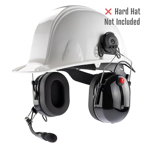 ArrowMax ASH1042-BK-K2 Dual Muff PNR Hard Hat Headset with PTT and Noise Cancelling MIC Compatible with BaoFeng BTECH UV-5R UV-5RA UV-5RE UV-5R3 Kenwood 2-PIN NX-1200 NX-1300 NX-P1200 NX-P1300 NX-3220