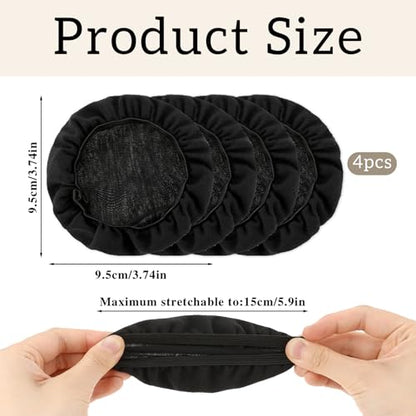 2 Pairs Headphone Covers for Ears, Washable Strechable Headset Earpad Cloth Cover Black Headset Ear Covers Fit 3.5" - 4.3" Ear Pads