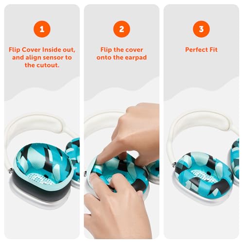WC SweatZ Max - Patented Silicone Sweat Covers for AirPods Max 1 | Made by Wicked Cushions | (Does Not Fit AirPods Max 2). Sweatproof, Full Earpad Protection | Cyan Prism - color: Cyan Prism