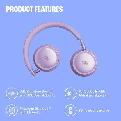 JBL Live 680NC - Noise Cancelling Headphones - Champagne | JBL Signature Sound with Hi-Res Audio wired and wireless, True Adaptive Noise Cancelling 20, real time calibration - color: Champagne