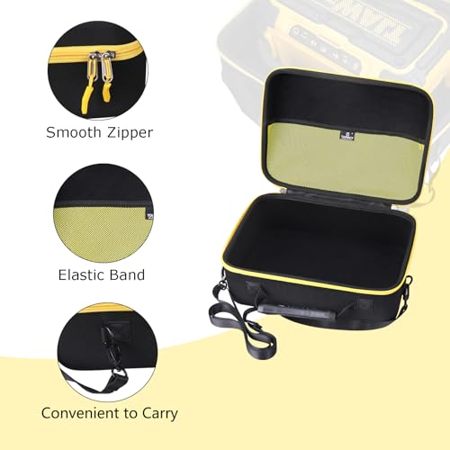 Tourmate Hard Case applicable DEWALT Bluetooth Speaker,Travel Case for 20V MAX Speaker, DCR010 100 ft Range Speaker Storage Box (Only Box) (Black + Yellow)