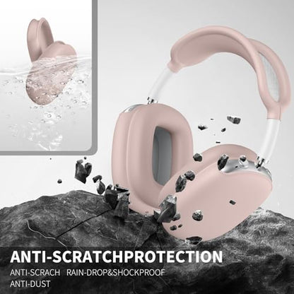 Maxjoy for AirPods Max Case, Soft Silicone Ear Cups & Headband Cover, Anti-Scratch Protective Accessories, Sand Pink - color: Sand Pink