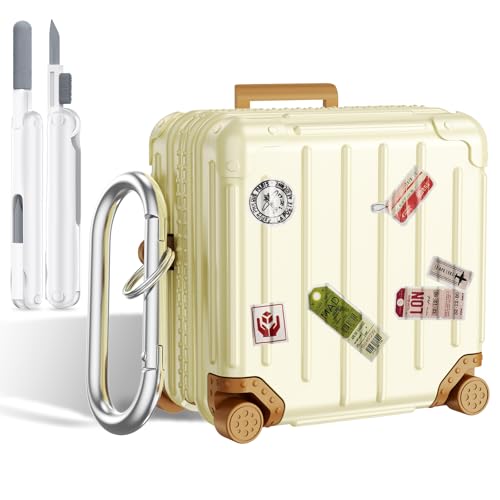 KOREDA Compatible with Samsung Galaxy Buds 4 Case/Buds 4 Pro Case Cover, Cute Funny Suitcase Design Case for Galaxy Buds 4 Pro, Fashion Protective Hard Case for Women Men with Keychain (Beige) - color: Beige