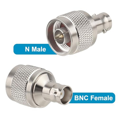 MOOKEEF 2 Pack N Male to BNC Female Connector Adapter N Type to BNC Coax Connector 50 Ohm