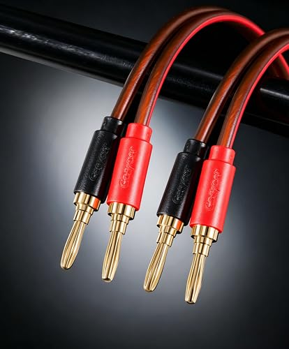 Speaker Wire with Banana Plugs,14 Gauge Speaker Cables, Oxygen-Free Copper(OFC)，2 Pack/6.6Feet - size: 6.6FT/Two cable
