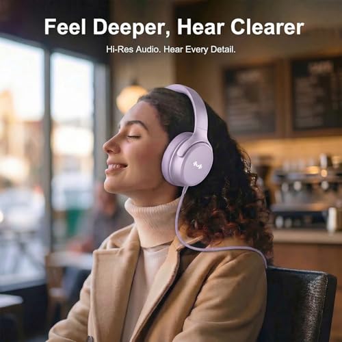 Wired Over-Ear Headphones, Mic, 3.5mm, USB-C Adapter, Purple | Over-ear comfort with inline mic, volume control, 3.5mm jack, and USB-C adapter for phones, laptops, PCs, and tablets. - color: Purple