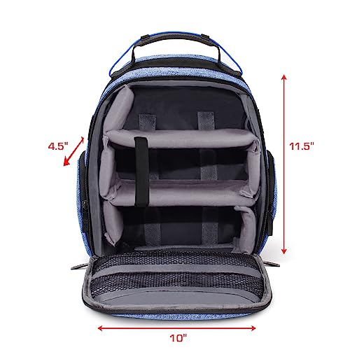 USA GEAR VR Headset Case - Virtual Reality Backpack with Customizable Interior Compartments Compatible with VR Gaming Headset, Controllers, and More Virtual Reality Gaming Accessories - Blue - color: Blue