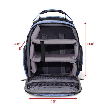 USA GEAR VR Headset Case - Virtual Reality Backpack with Customizable Interior Compartments Compatible with VR Gaming Headset, Controllers, and More Virtual Reality Gaming Accessories - Blue - color: Blue