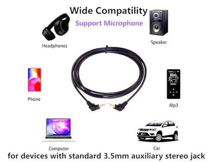 3.5mm 90Degree Angle 4Pole Stereo Audio Cable Male toMale3.28Ft | Headphone Cable 4 Pole TRRS Aux Cord 1m for Laptop Phone Microphone Tablet MP3