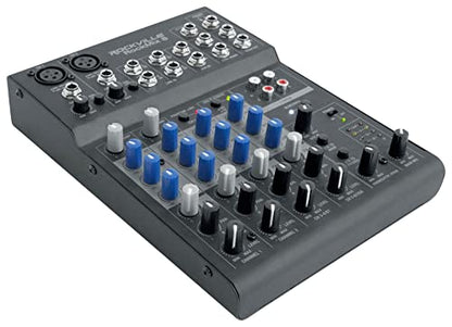 Rockville ROCKMIX 8 Channel USB Mixer with Interface, Compressor, Bluetooth | 2 XLR/1/4" Inputs, 48V Phantom Power, 3-Band EQ, FX Send, RCA Aux