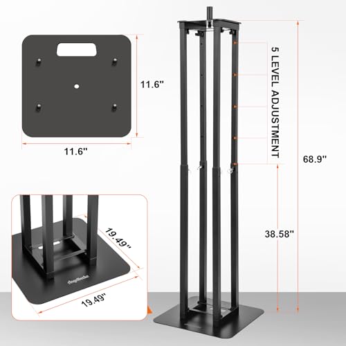 Adjustable Moving Head Light Totem Stands. Totem Light Stand, Adjustable 38.58-68.8 in, Black/White Scrims, Carry Bags, 35mm Speaker Mount, for for DJs & Event Lighting (1, Black) - color: Black